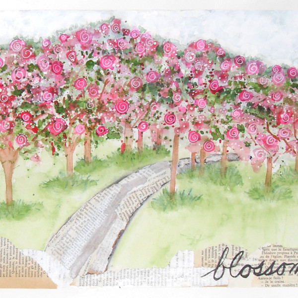 Blossom Mixed Media watercolor original